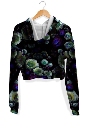 Yantrart Design - Dark Bloom Fleece Crop Hoodie