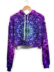 Ornate Mandala Purple Fleece Crop Hoodie