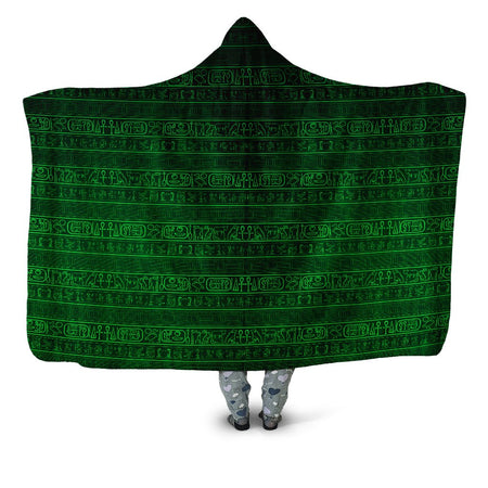 Yantrart Design - Green Glyphs Hooded Blanket