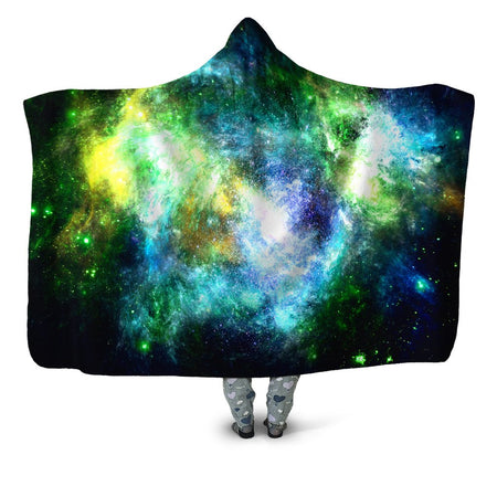Yantrart Design - Green Psychedelic Nebula Hooded Blanket