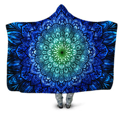 Ornate Mandala Blue Hooded Blanket