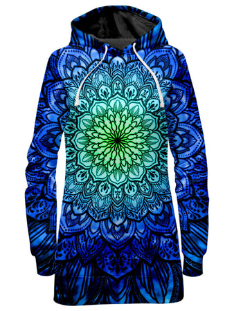 Yantrart Design - Ornate Mandala Blue Hoodie Dress