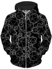 Icosahedron Madness Black Unisex Zip-Up Hoodie