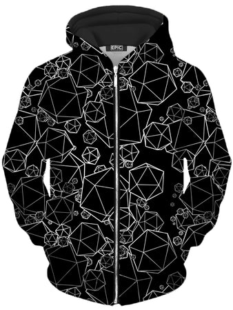 Yantrart Design - Icosahedron Madness Black Unisex Zip-Up Hoodie