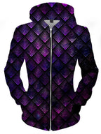 Galactic Dragon Scale Purple Unisex Zip-Up Hoodie Noctum X Truth Epic Hoodie