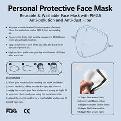 Navy Blue Kids Anti-Germ & Pollution Mask With (4) PM 2.5 Carbon Filters