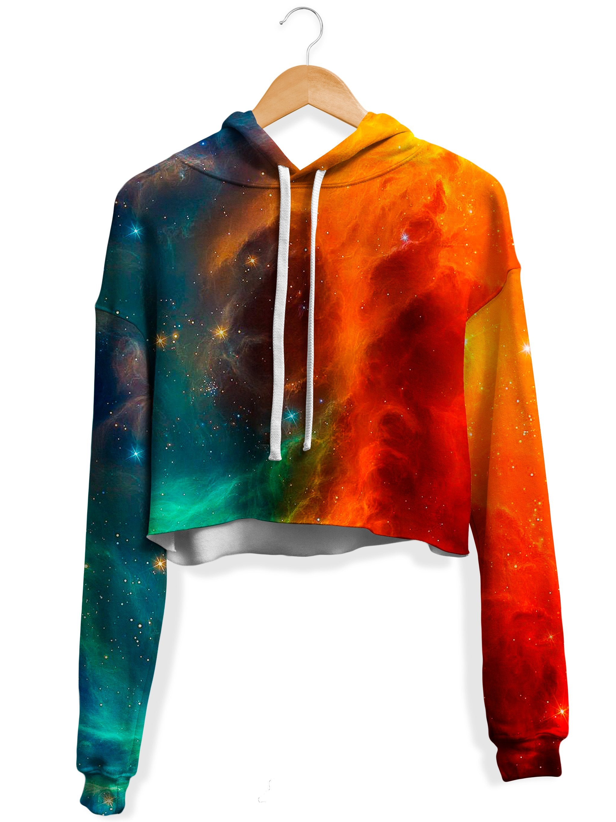 Fire and Ice Galaxy Fleece Crop Hoodie Epic Hoodie