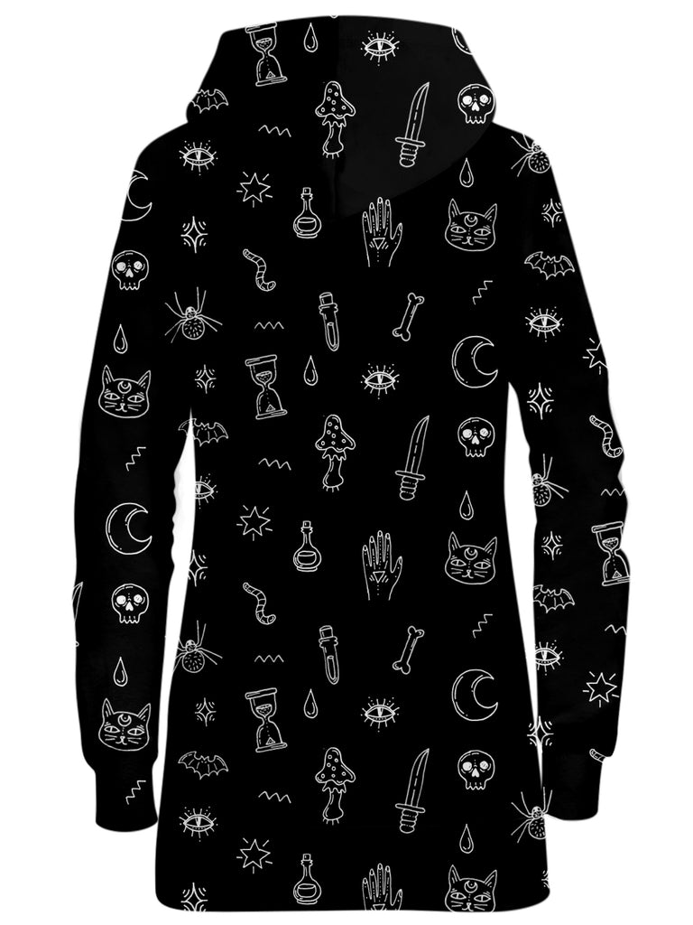 Black Pattern Hoodie Dress, iEDM, T6 - Epic Hoodie