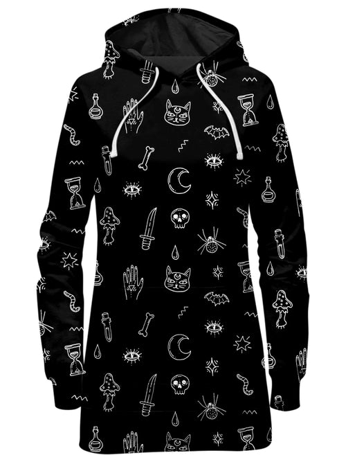 Black Pattern Hoodie Dress iEDM Epic Hoodie