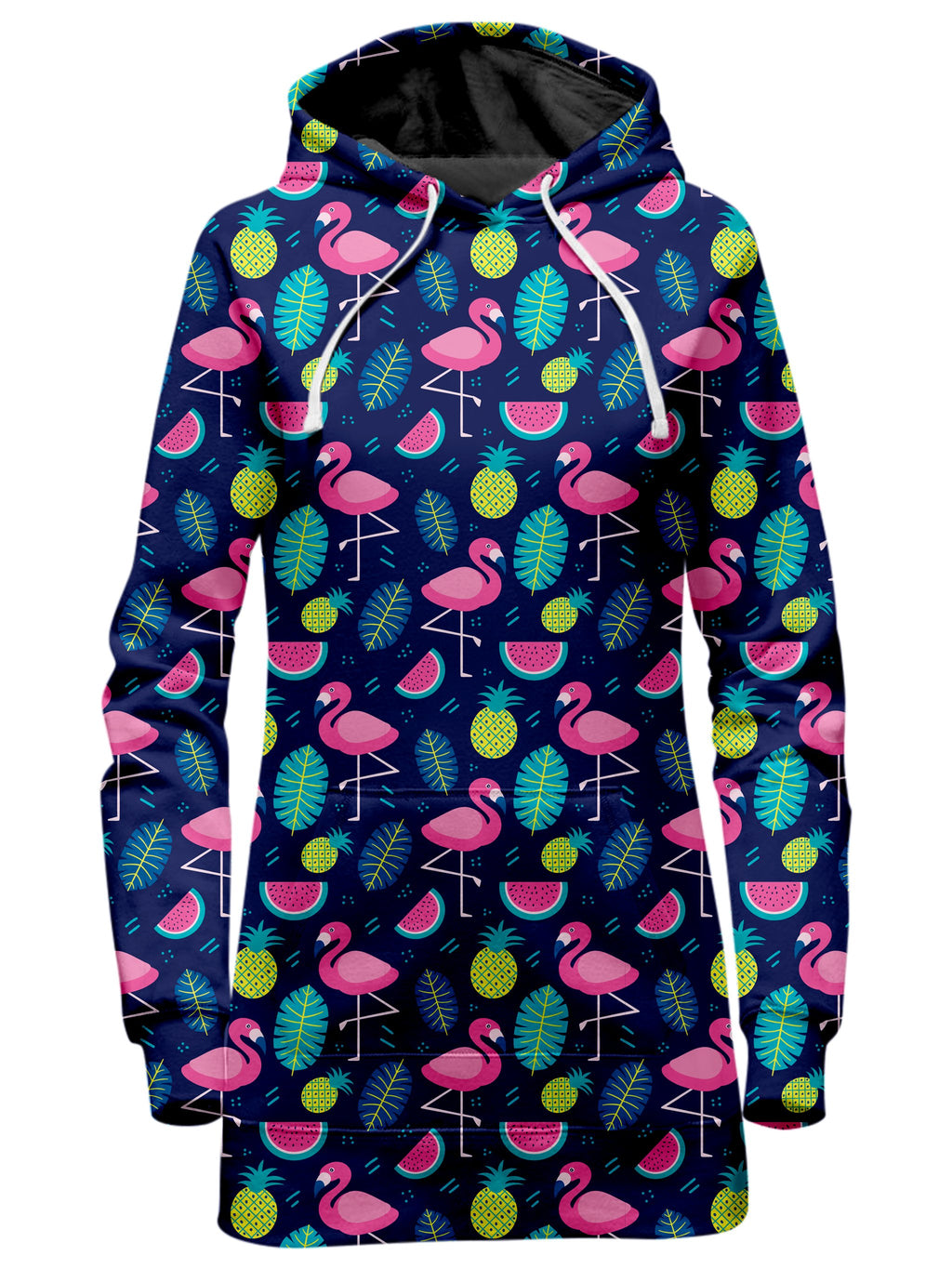 Neon Flamingos Hoodie Dress iEDM Epic Hoodie