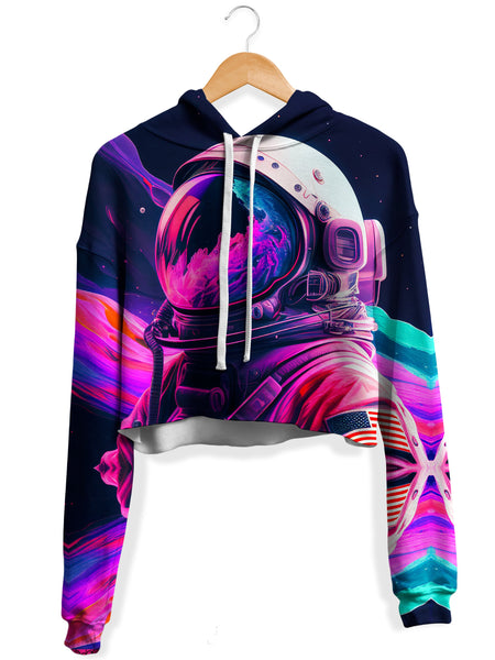iEDM - Synthwave Astronaut Fleece Crop Hoodie