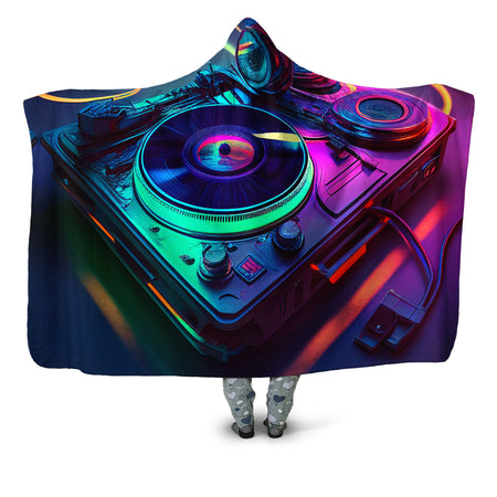 iEDM - Neon Turntables Hooded Blanket