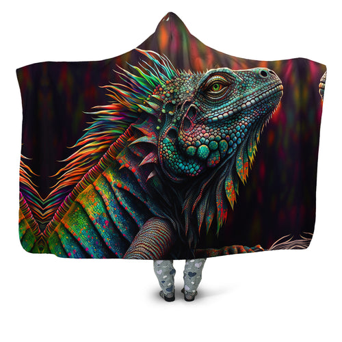 Psychedelic Giant Iguana 2.0 Hooded Blanket iEDM Epic Hoodie