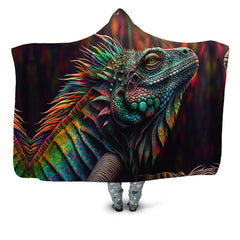 Psychedelic Giant Iguana 2.0 Hooded Blanket