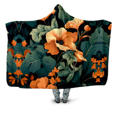 Tangerine Floral Hooded Blanket