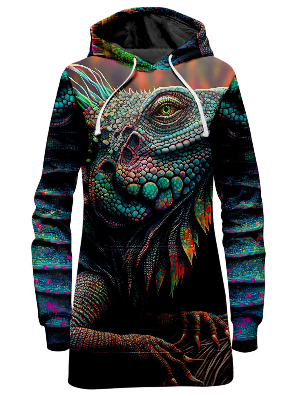 Psychedelic Giant Iguana 2.0 Hoodie Dress iEDM Epic Hoodie
