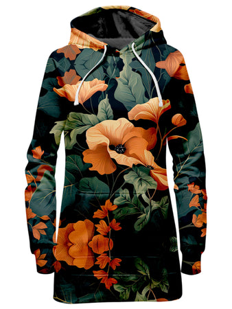iEDM - Tangerine Floral Hoodie Dress
