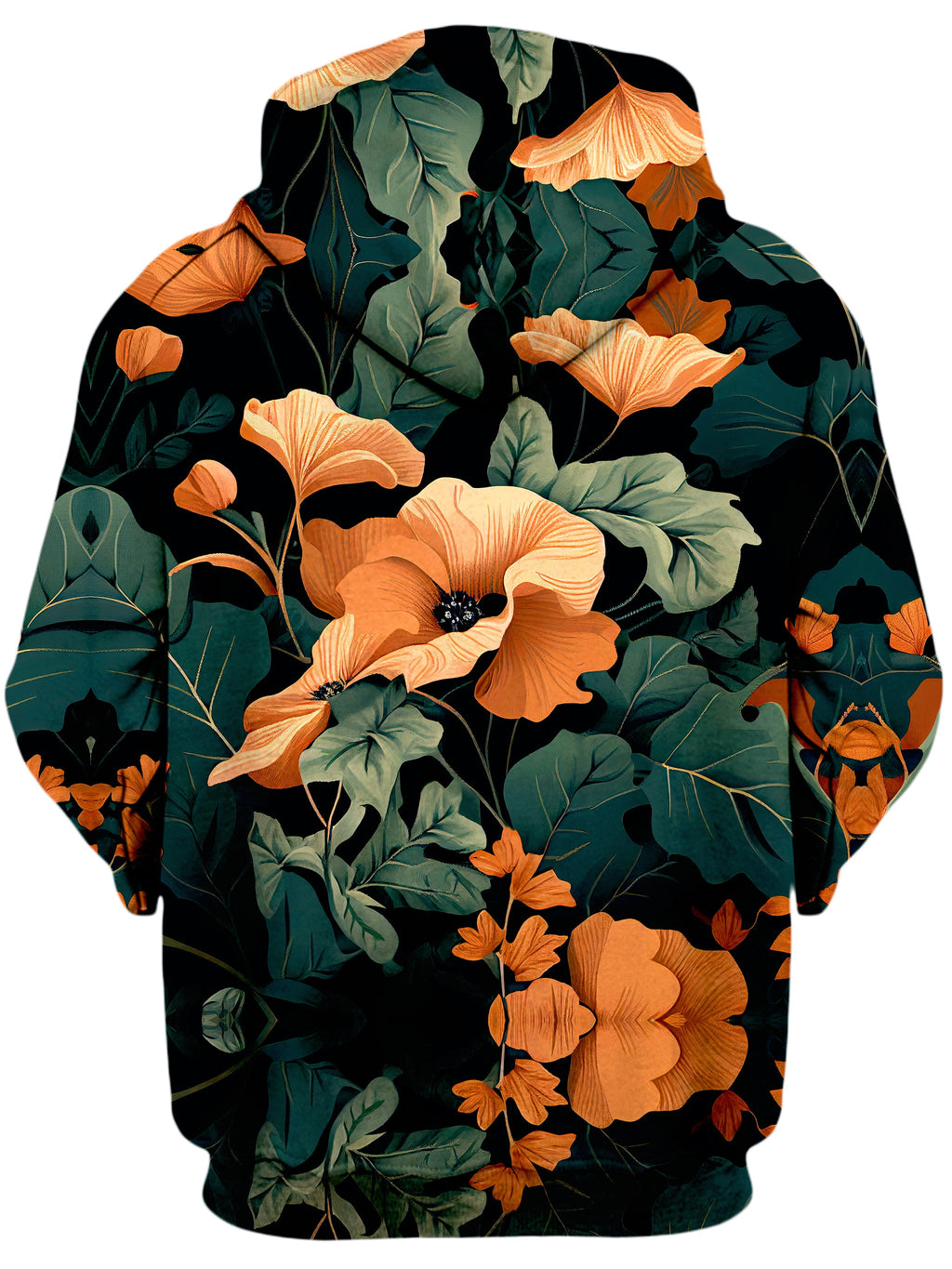 Tangerine Floral Unisex Zip-Up Hoodie iEDM Epic Hoodie