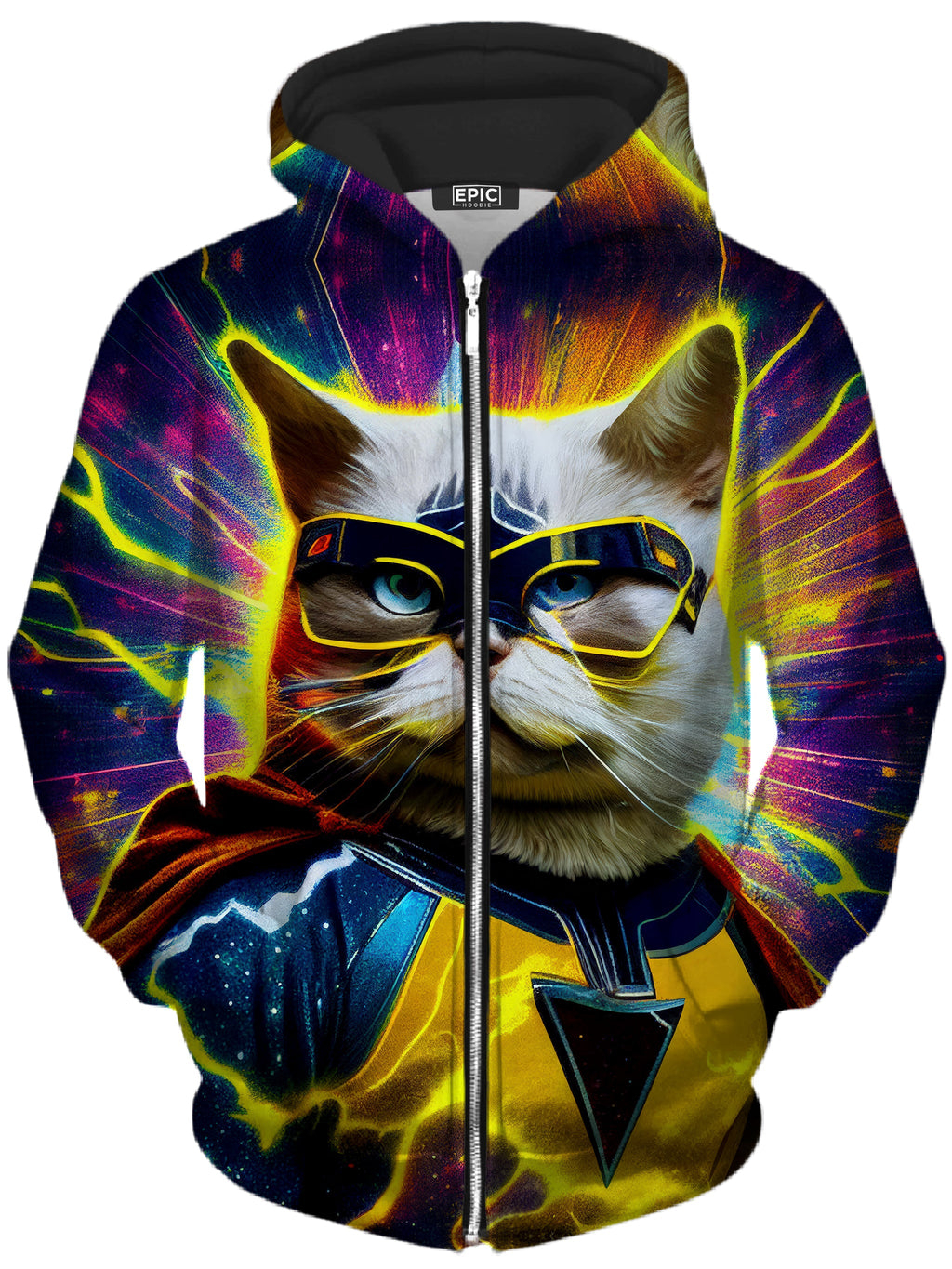 Cat Hero Unisex Zip-Up Hoodie iEDM Epic Hoodie