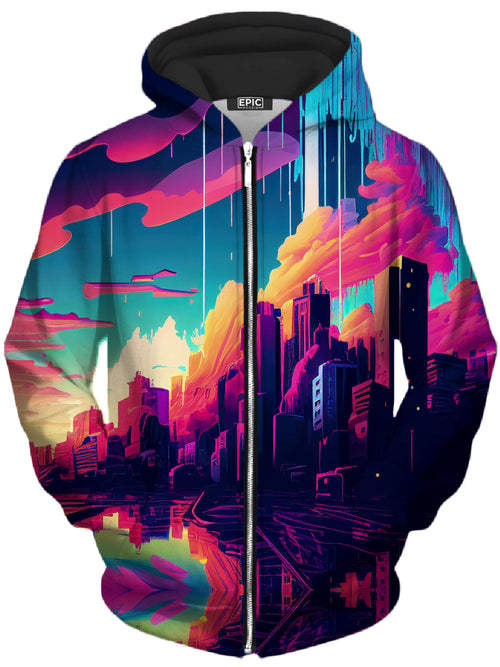 City In The Clouds Unisex Zip-Up Hoodie iEDM Epic Hoodie
