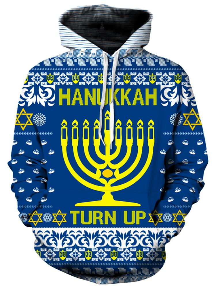 Hanukkah Turn Up Ugly Unisex Hoodie iEDM Epic Hoodie