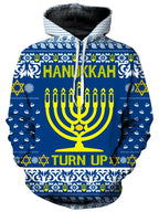 Hanukkah Turn Up Ugly Unisex Hoodie iEDM Epic Hoodie