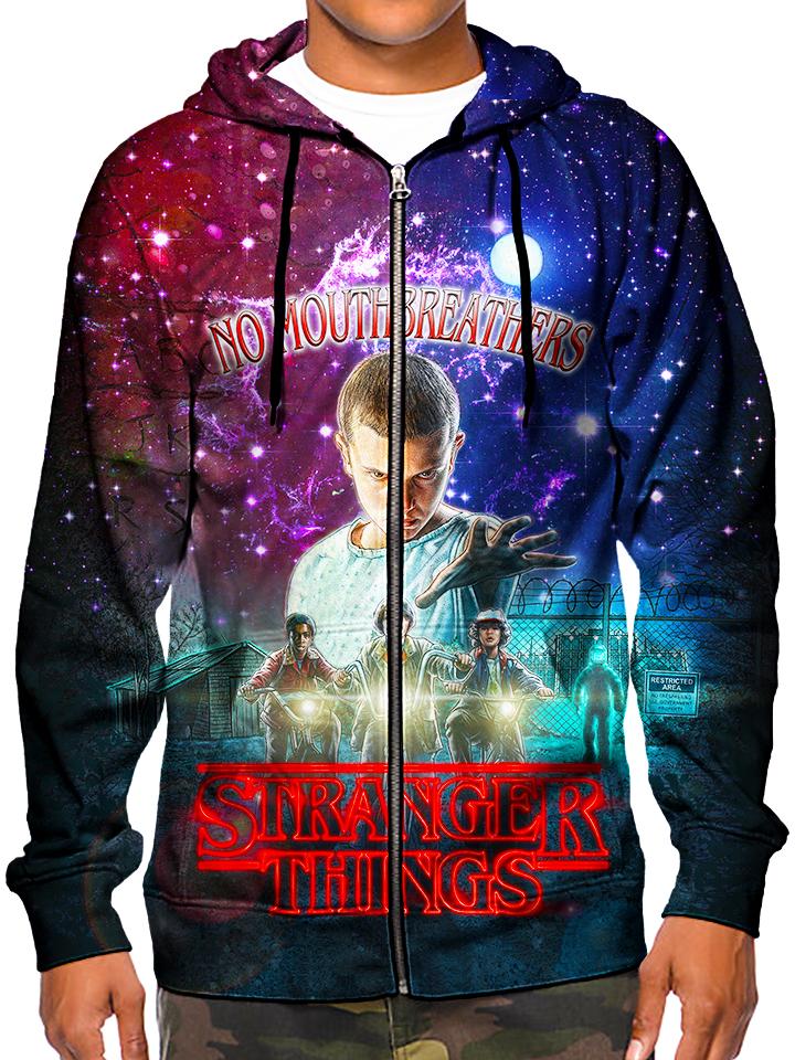 Stranger Things Unisex Zip-Up Hoodie, Gratefully Dyed Damen, T6 - Epic Hoodie